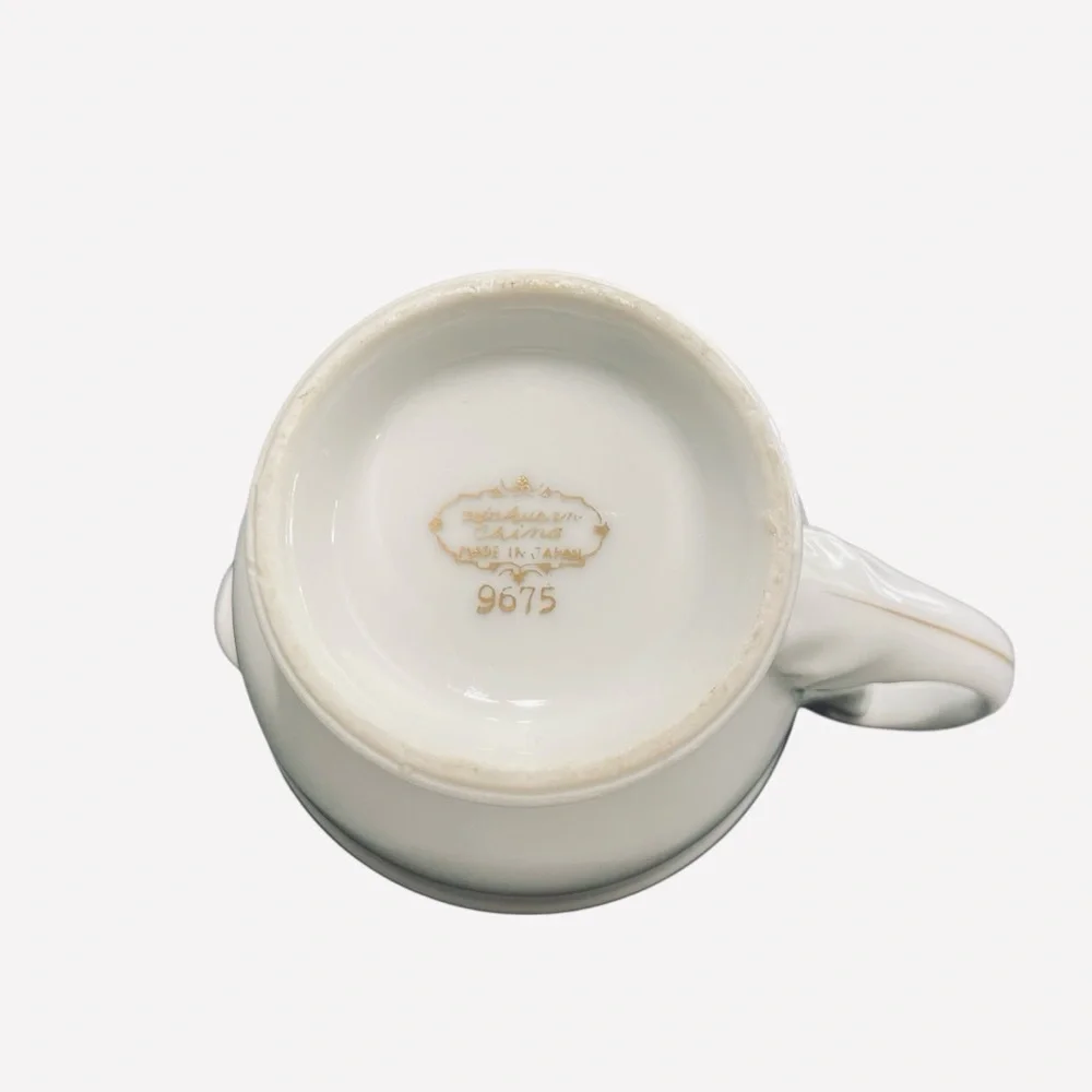 VTG Hakusan China Japan Tea Set Teapot 6 Snack Plates Gold Wheat Bone China 9675